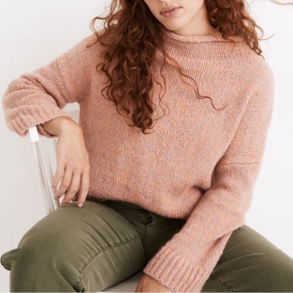 Madewell XL Pink Chunky Knit Mock Neck Oversized Sweater - Picture 1 of 4